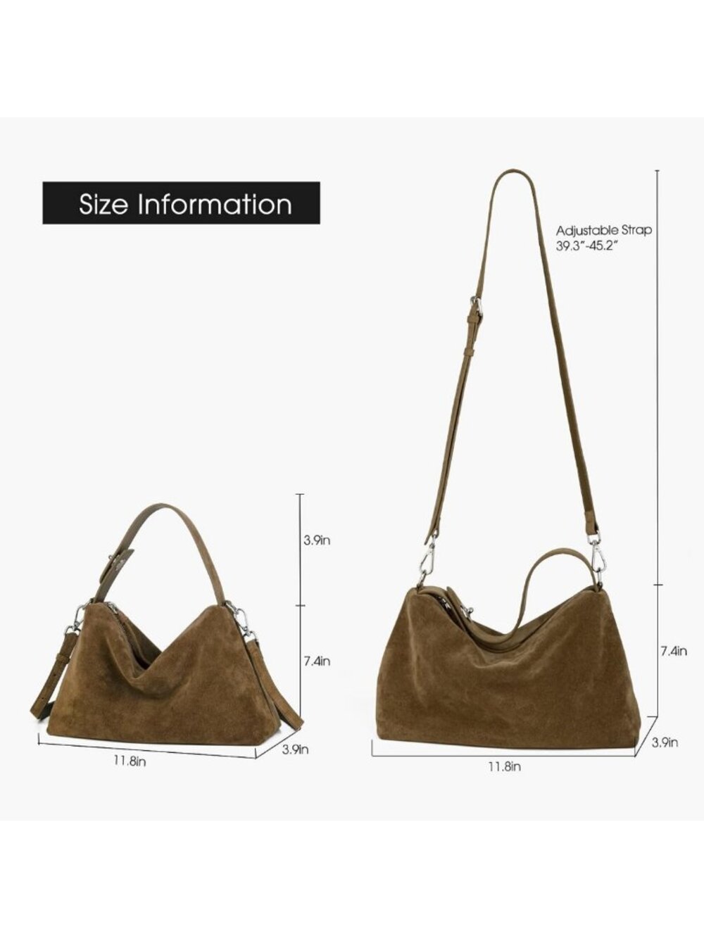 Chic Suede Leather Crossbody & Tote Handbag for Women - Stylish & Versatile - Picture 3 of 7